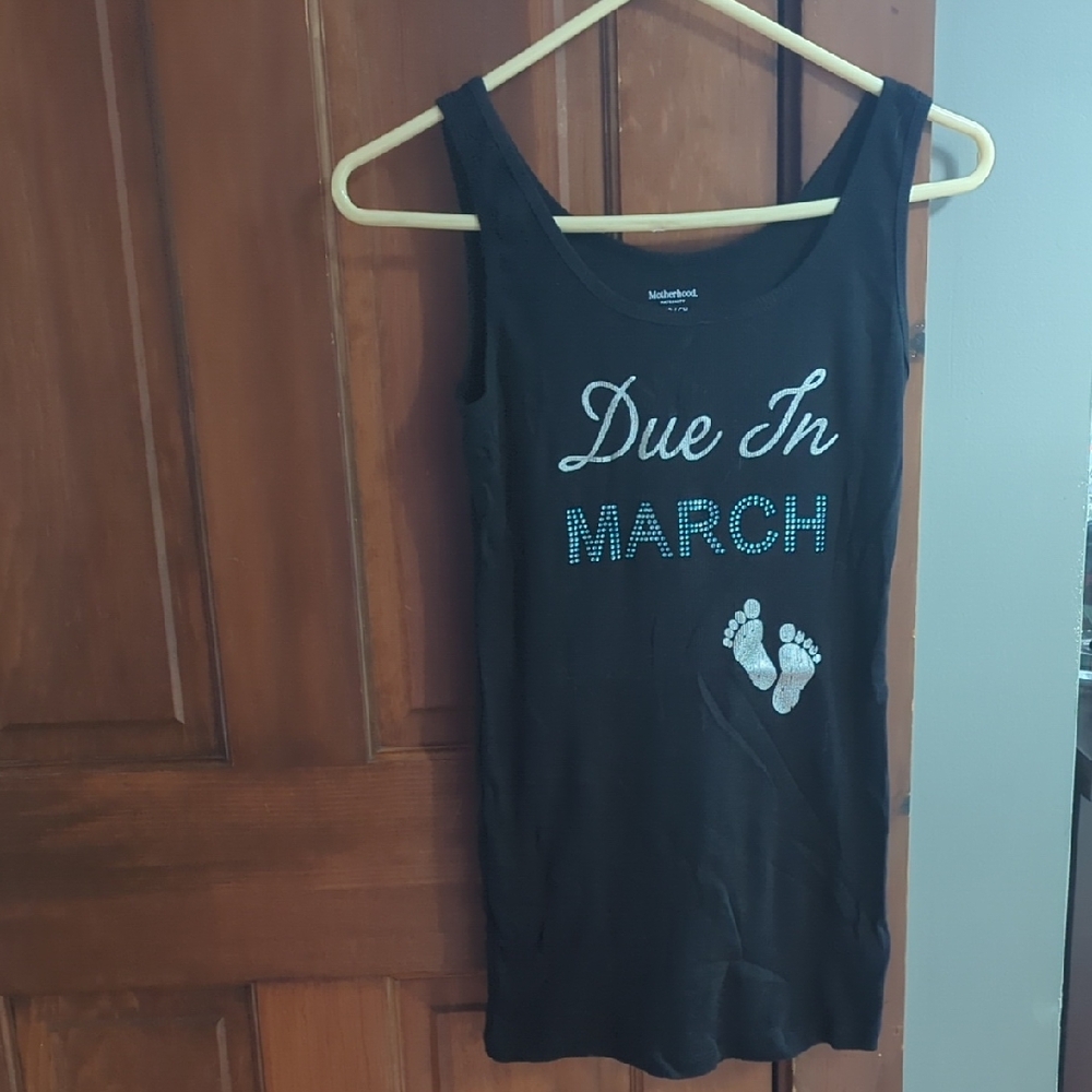 Maternity Tank Top Baby Feet "Due In March"